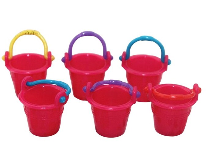 Dollhouse Miniatures: 4pc Plastic Buckets, for Dollhouse Accessory, Pretending Prop Decorations