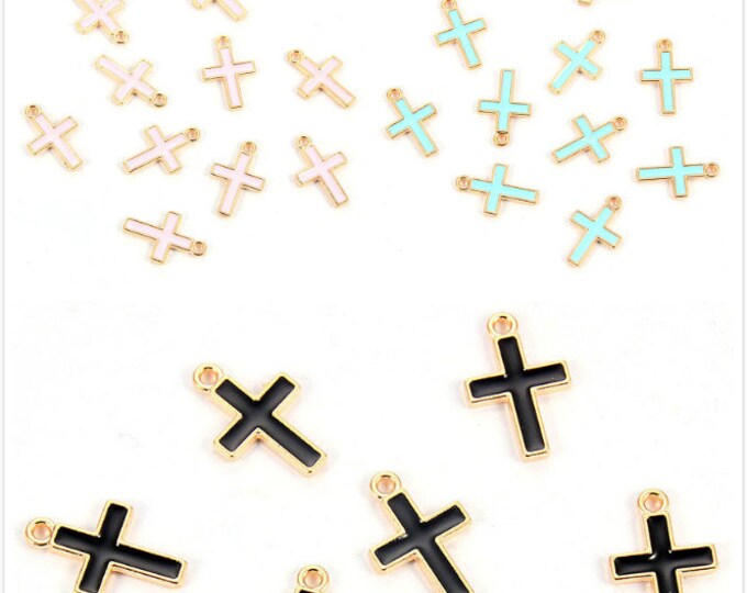 10pc 17x11mm metal with enamel cross pendants S148D-pls pick a color