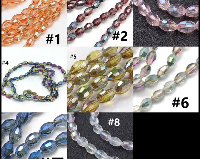 1 strand 6x4mm Electroplate Glass Bead Strand Faceted -Pls pick a color