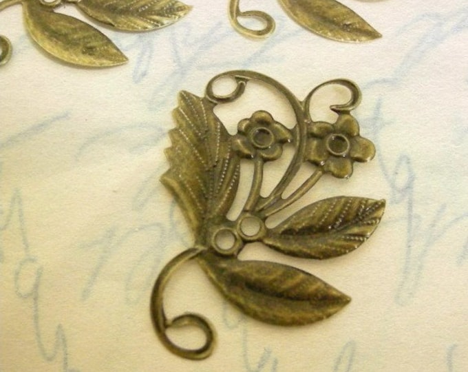 8pc antique bronze 50x37mm flower  filigree wrap-6639