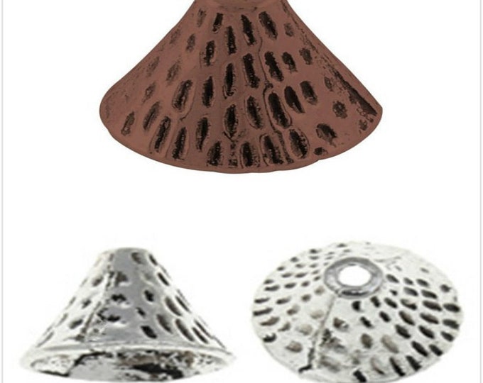 12pc 12x9mm antique  finish cone shape metal bead caps-pls pick a color