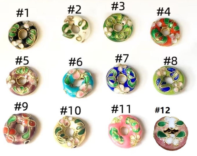 4pc 16mm donut shape handmade Cloisonne Beads LL1414-pls pick your color