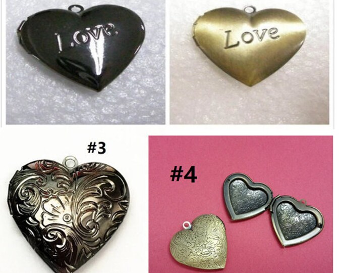 1pc 29mm brass made heart shape  photo locket pendant-pls pick a pattern