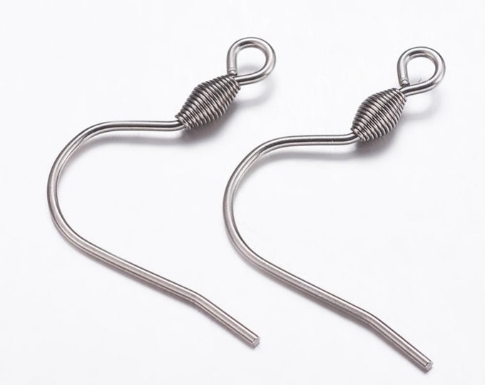 12 pieces(6 pairs) 304 Stainless Steel Small Earring Hooks