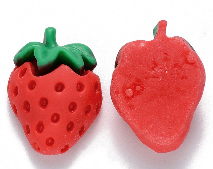 8pc 23X17mm strawberry fruit cabochons- R559
