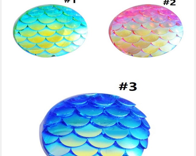 8pc 16mm Resin Mermaid Fish Scale Cabochons-pls pick a color