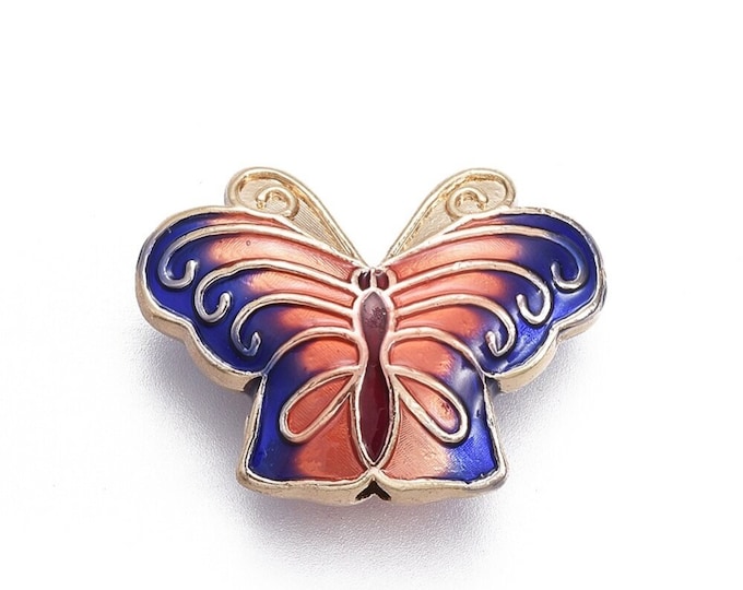 2pc 20x14.5mm metal with enamel butterfly beads-LL1213