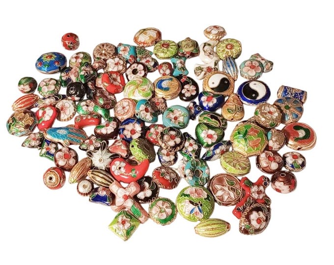 Wholesale 100pcs mix pattern cloisonné finding beads lot