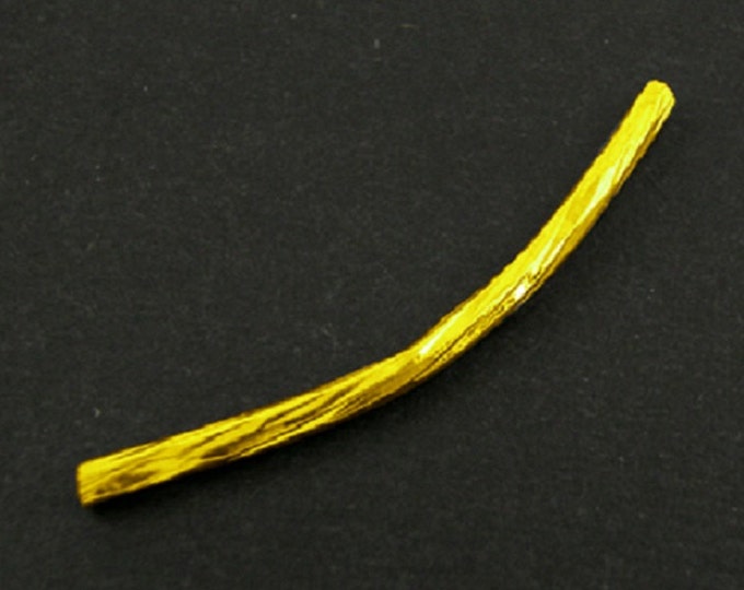 30pc gold finish 34mm curved tube beads-7330