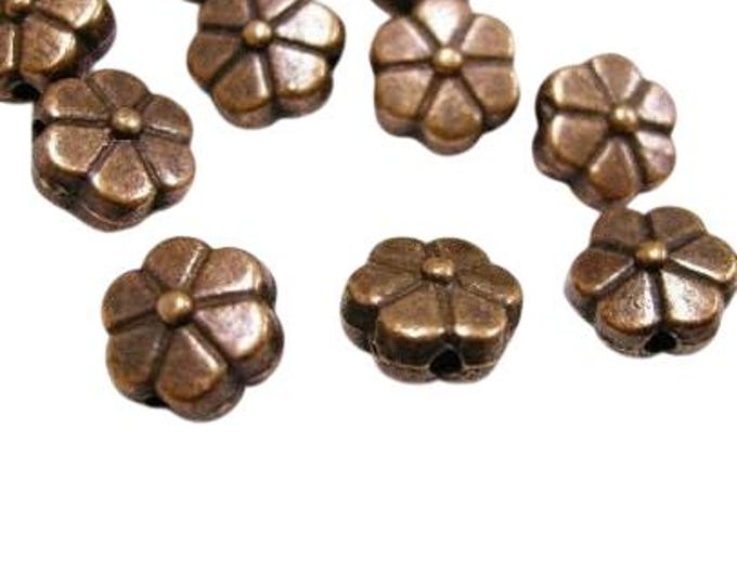 20pc 8mm antique copper finish flower shape metal bead-4204