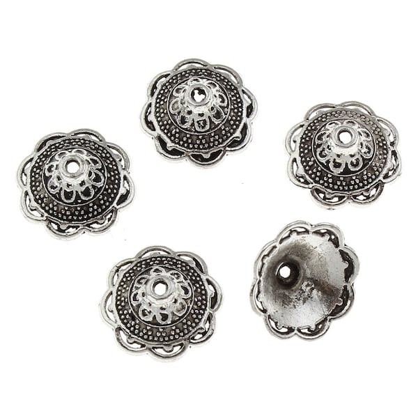12pc antique silver finish metal bead caps-Pls pick a size available in 13mm and 16mm