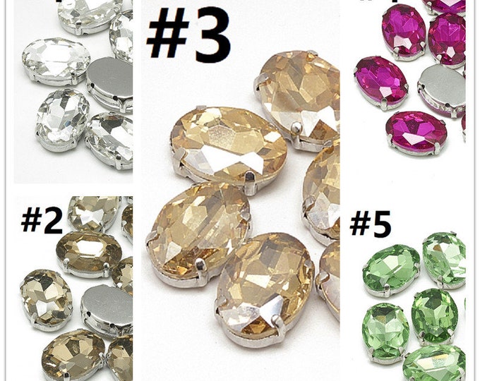10pc 10x8mm Oval Shape Glass Sew On Rhinestone Montee Beads-pls pick a color