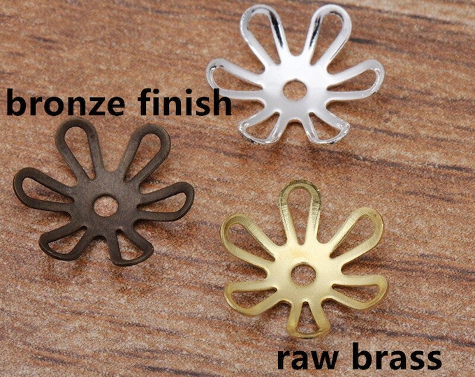 20 pieces 11mm  brass made filigree flower bead caps-pls pick a color