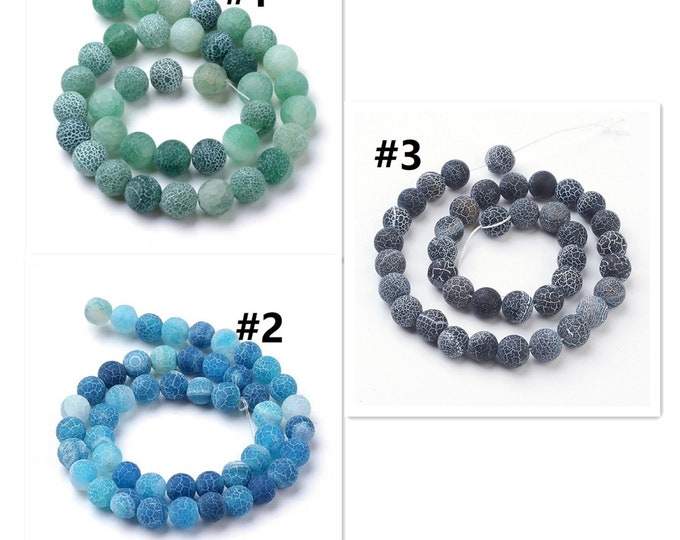 15 Inch Strand Of  Round Frosted  Crackle Agate  10mm (36 Beads)-pls pick a color