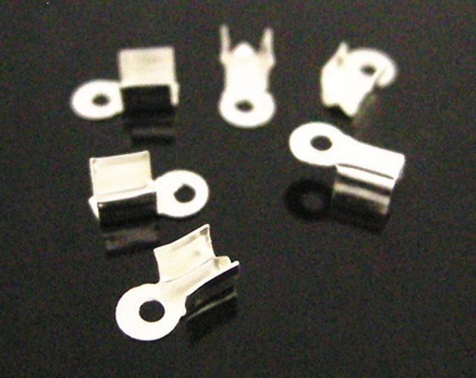 50pc silver finish fold over cord tips-7566