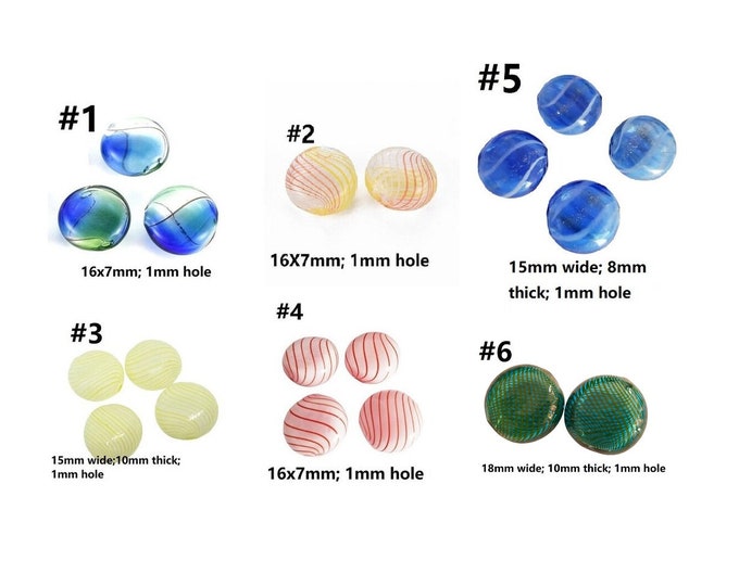 4pc  blown glass beads flat round shape-Please pick a pattern