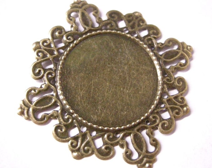 5pcs 42mm antique bronze metal fancy setting-370p