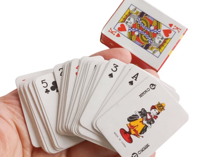 Dollhouse Miniatures: 1 set of Mini Paper Pokers, Miniature Playing Cards