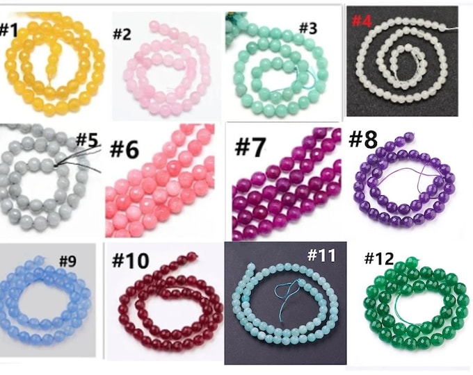 14.9 inch strand 6mm faceted dyed white Jade beads(61pcs)-pls pick a color