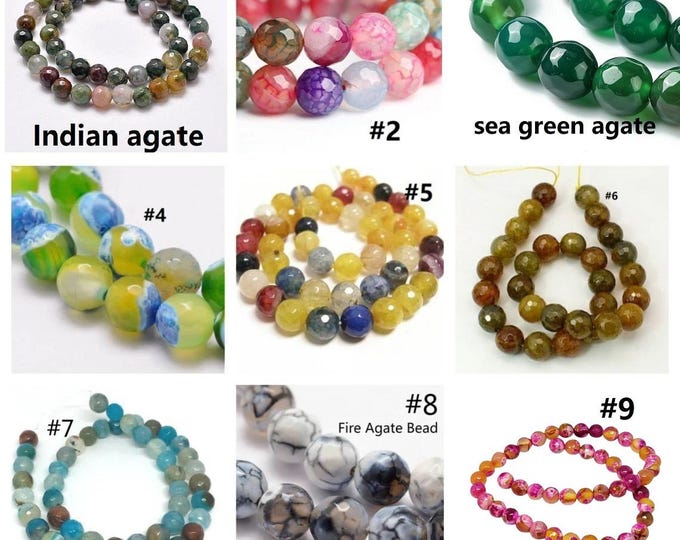 15 inch  Agate Round Faceted Beads 8mm(47 beads)-pls pick a color