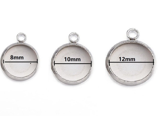 10pc round shape stainless steel cabochon settings- pls pick a size