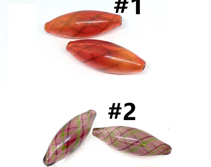 2pc 28x11mm blown glass beads oval shape pls pick a color