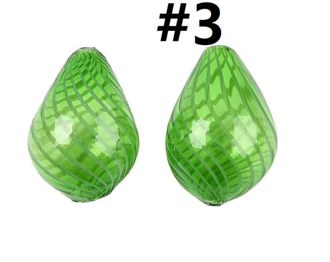 4pc  25x18mm teardrop shape handmade blown glass fancy beads