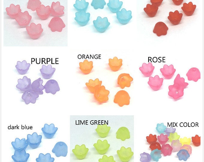 24pc 10x6.5mm frosted flower acrylic beads-pls pick your color