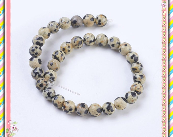 7.6 Inch Strand Of  Dalmation Jasper Beads round-Pls pick a size