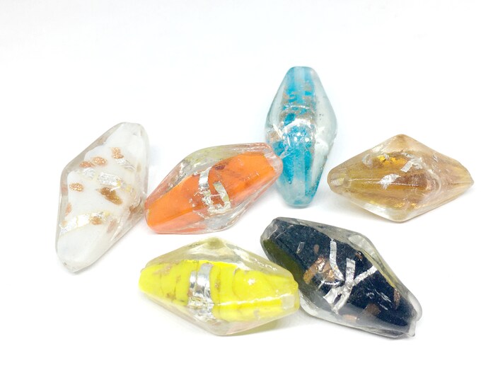 6pc 25x11mm mix color lampwork bicone shape glass beads-R563