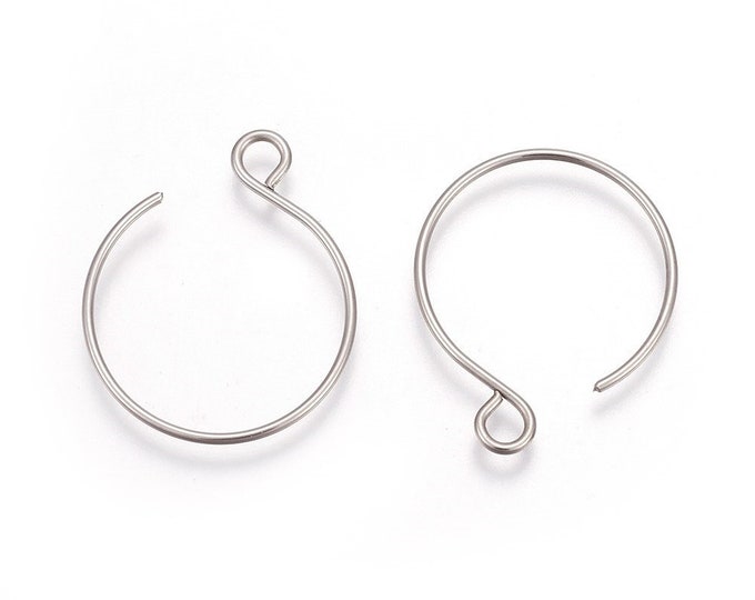 10pcs (5 Pairs) 22x18mm Stainless Steel Earring Hooks - Hypoallergenic French Wire Findings