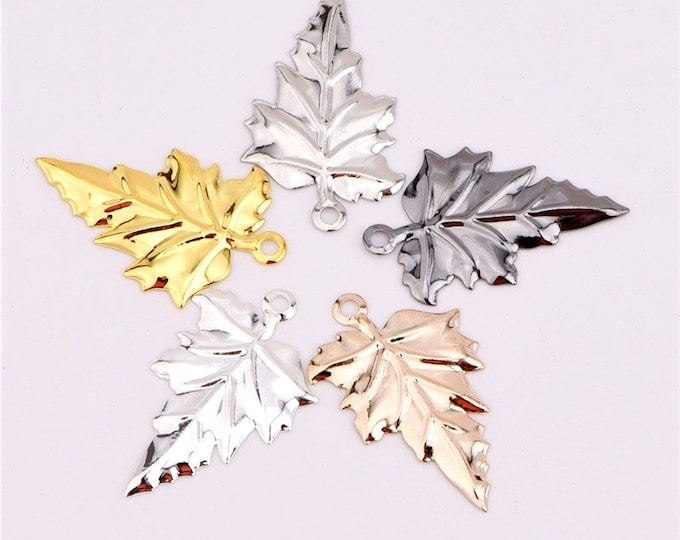 10pc  23X15MM Metal Brass Stamping Leaf Charms LL2073- pls pick a color