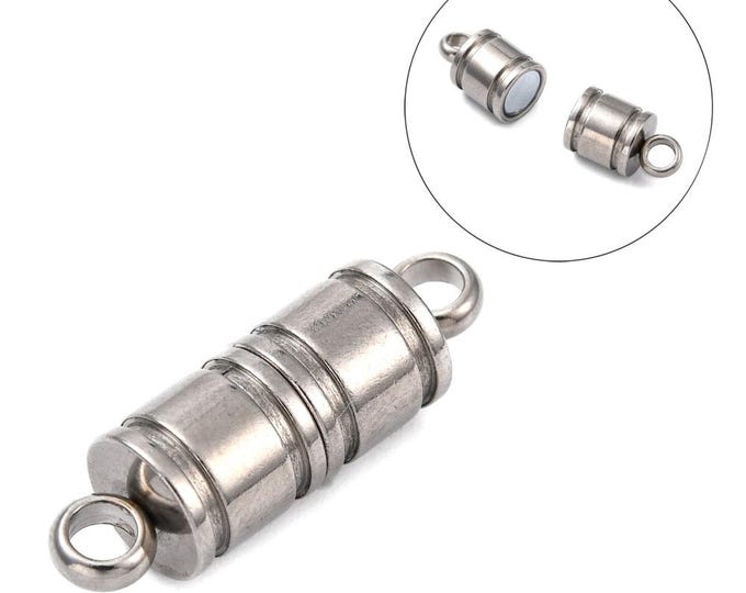 1 Set Column 304 Stainless Steel Magnetic Clasps with Loops, 26x8mm, Hole: 2.5mm