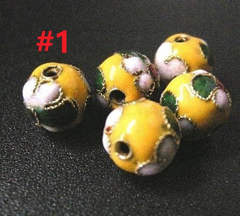10pc 10mm round Cloisonne beads-pls pick a color #1 -1966