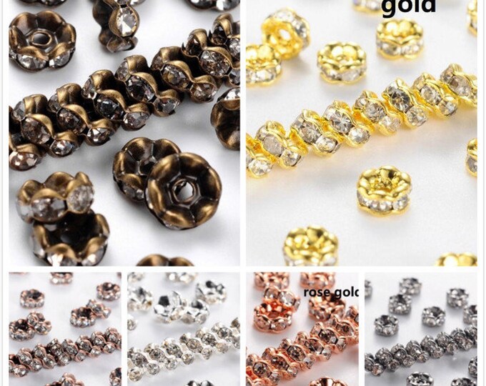10pc 4mm  copper made wavy edge rhinestones beads-pls pick a color