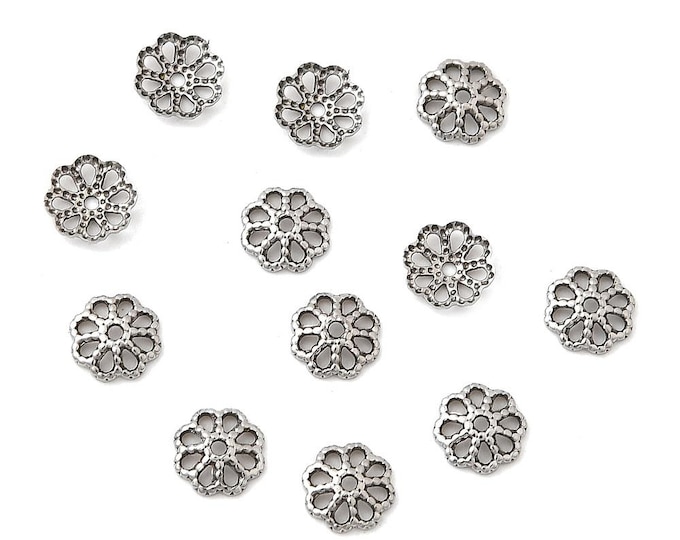 50pc 5mm stainless steel bead caps