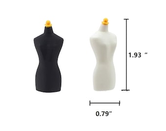 Miniature Dress Form Mannequin – 1pc Black or White | 1:12 Scale Dollhouse Sewing Room Accessory