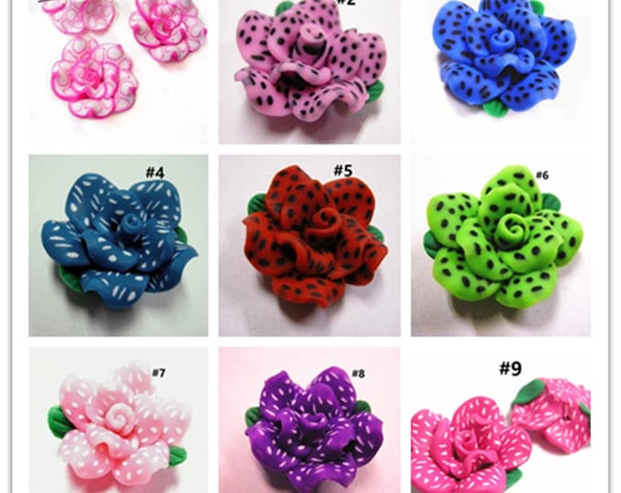 4pc 25mm Handmade Polymer Clay Flower Beads-pls pick a color