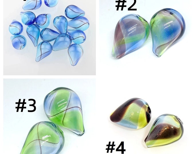 4pc  20x14mm teardrop shape handmade blown glass fancy beads-pls pick a color