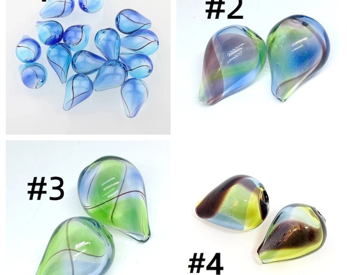 4pc  20x14mm teardrop shape handmade blown glass fancy beads-pls pick a color