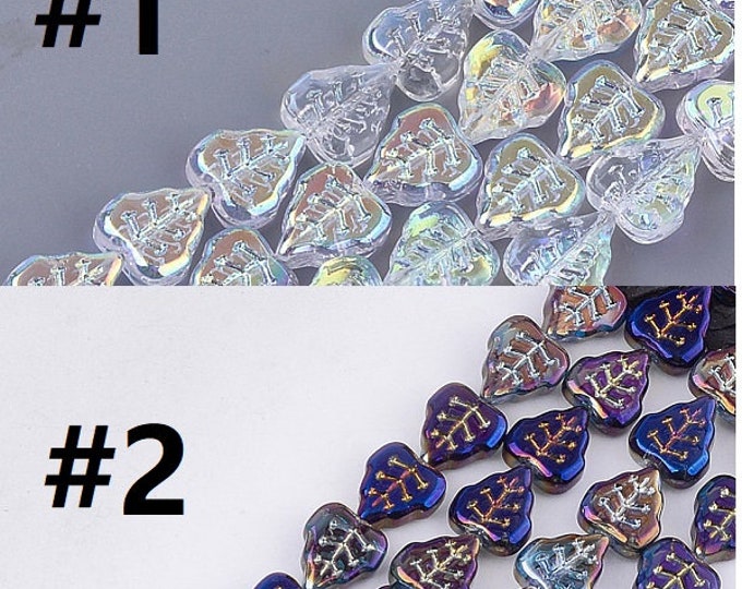 10pc 12x10.5mm  Electroplate Glass  Glass Leaf Beads-pls pick a color