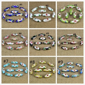 4 Stück 18 x 7 mm ovale Form handgemachte Cloisonne Perlen LL1538-bitte wählen Sie Ihre Farbe