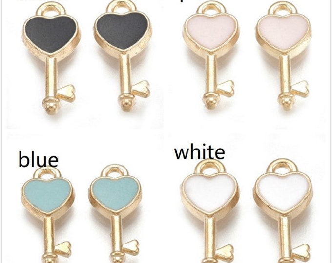 5pc 16x7mm metal with enamel key charms TFB6-pls choose own color