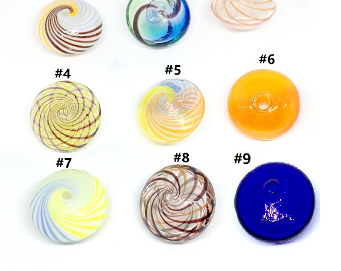 2pc 20x12mm flat round blown glass beads-BK427- pls pick a pattern