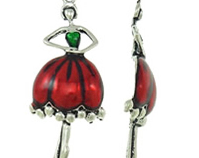 2pc 56x22mm antique silver finish with enamel girl pendant-9521