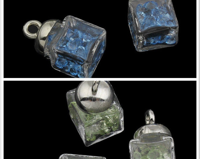 1PC Glass Vial Pendant with glass seeds-pls pick a color