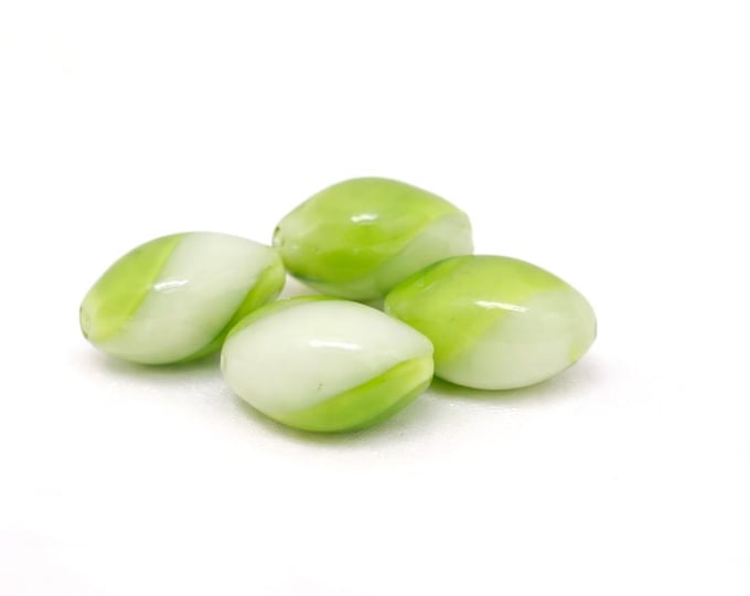 4pcs 13x8mm oval shape handmade blown glass fancy beads