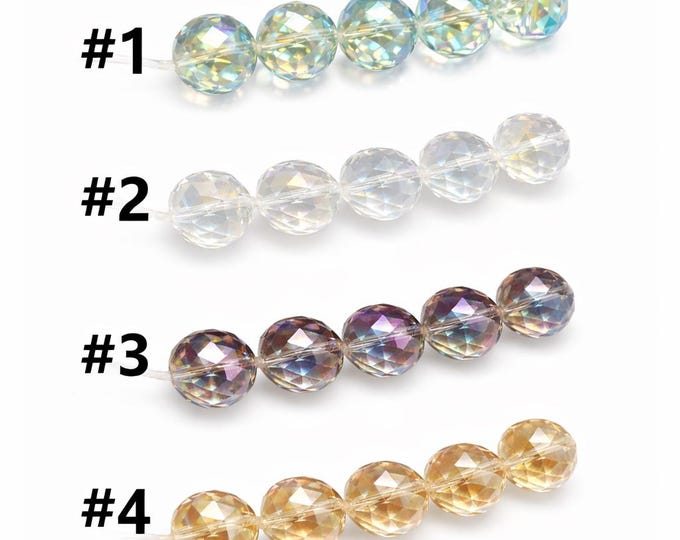 6pc 14mm Round Faceted Electroplate Glass Beads-pls pick a color