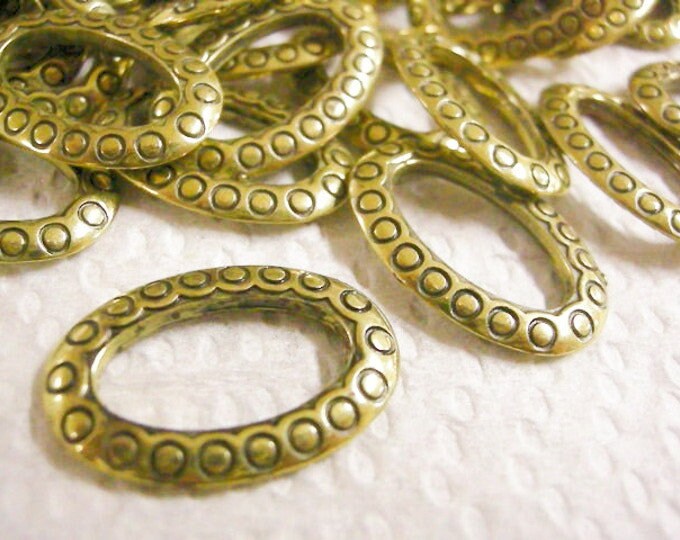 25pc 24X17mm antique gold finish acrylic patterned ring-6823