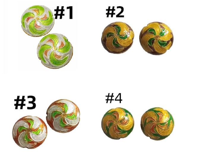 2pc 19mm flat round cloisonné beads- pls pick a color
